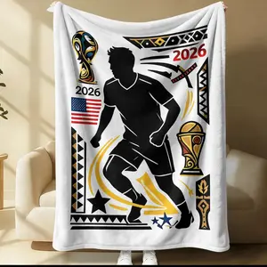 World Cup Usa Soccer Fleece Throw Blanket, Soft Flannel Football Blanket, Us National Team Fan Gift, Cozy Warm Blanket for Couch Bed