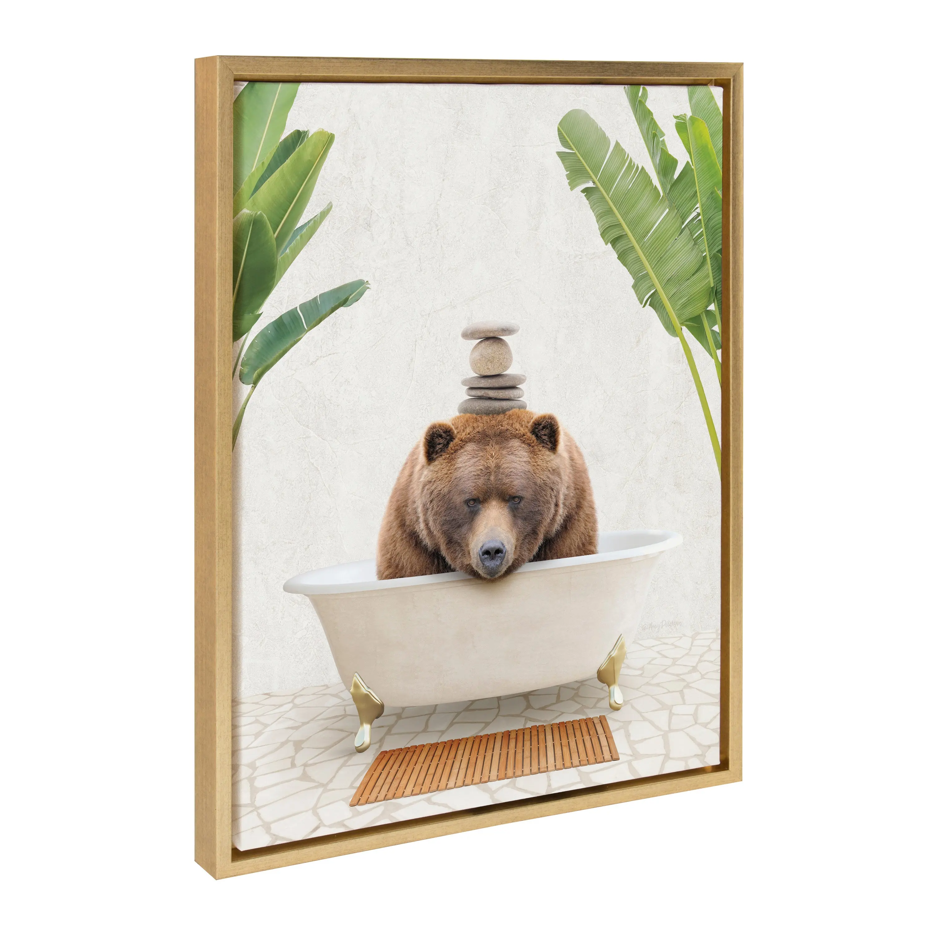 Sylvie Big Bear Bali Bath Framed Canvas by Amy Peterson Art Studio