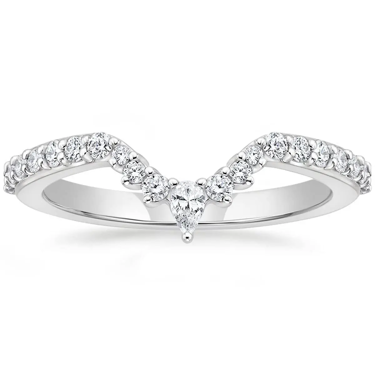 EAMTI 925 Sterling Silver Wedding Bands for Women Pear & Round Shaped Stackable Cubic Zirconia Half Eternity CZ Curved Engagement Rings for Her