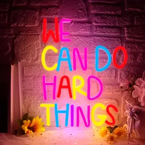 USB Powered Neon Sign, We Can Do Hard Things Neon Sign, Decorative Light for Home Party School, Party Decoration Supplies, Home Decor