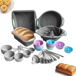 Silicone Cake Mold Set, 45pcs/set Rectangular & Round & Square Cake Mold with Measuring Spoon & Cup Set, Multipurpose Baking Mold for Home Kitchen