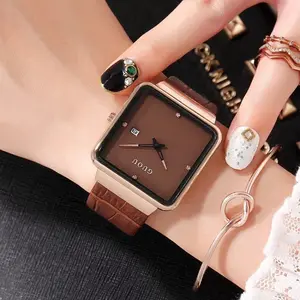 Women's Square Watch, Simple Leather Strap, Fashion Daily Wear, Precise Time Display, Perfect Gift for Watch Lovers, Square Dial Wristwatch
