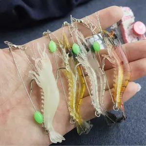 Glow-in-The-Dark Soft Shrimp Lure with Anti-Tangle Treble Hook, Eco-Friendly Material – Universal for Saltwater/Freshwater, Works for Snapper, Bass, Trout & More