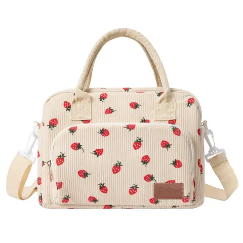 Strawberry Design Unisex High-Capacity 11L Thermal Insulated Lunch Bag - Leakproof Reusable Cooler Tote with Zipper for Work, Picnic