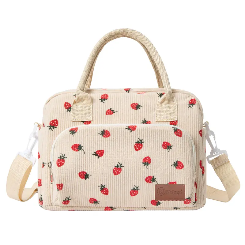 Strawberry Design Unisex High-Capacity 11L Thermal Insulated Lunch Bag - Leakproof Reusable Cooler Tote with Zipper for Work, Picnic