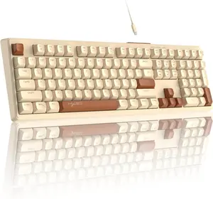 A.JAZZ Gaming Keyboard,Wired Keyboard with RGB Backlight,Mute Full Keyboard with Stand,Morandi Theme Style Keyboard,ABS Material Keycaps,Detachable Type-C USB Cable,Plug-and-Play,for PC/Win/Mac/Laptop