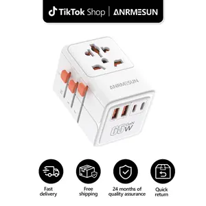 ANRMESUN Universal Travel Charger with 2 USB-A & 2 USB-C Fast Charging Ports, All-in-One Portable Power Adapter European   Global Universal Travel Adapter