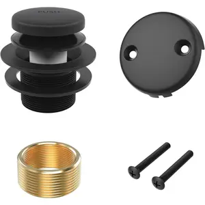 Matte Black Bath Tub Drain and Overflow Kit, Universal  Metal Tip- Bathtub Drain Replacement Kit with Fine/Coarse Thread