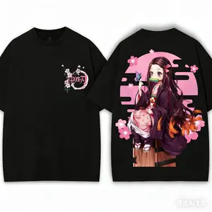 Retro Nezuko Vintage Oversized Demon Slayer Anime T Shirt Cherry Blossom Streetwear for Fans