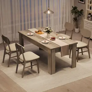 Sturdy Wood Farmhouse Dining Table, 63" Rectangular Table for 4-6 – 1.18" Thick Top, 4.53" Reinforced Legs, Rustic Brown or Grey Finish, Modern & Sturdy Perfect for Kitchen, Only Table