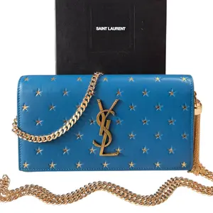 Pre-owned Yves Saint Laurent leather Crossbody Bags SAINT LAURENT Blue Star Mary Kate YSL Clutch with Chain/Tassel