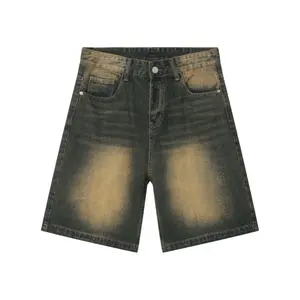 Men’s summer street-style denim shorts with slanted pockets, fashionable and versatile, suitable for everyday wear, casual regular fit. summervibes
