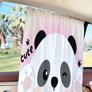 Modern Panda Print Adjustable Car Sunshade, Suction Cup Side Curtain, Summer Heat Insulation, Easy Install Privacy Protection, Travel Camping Accessory