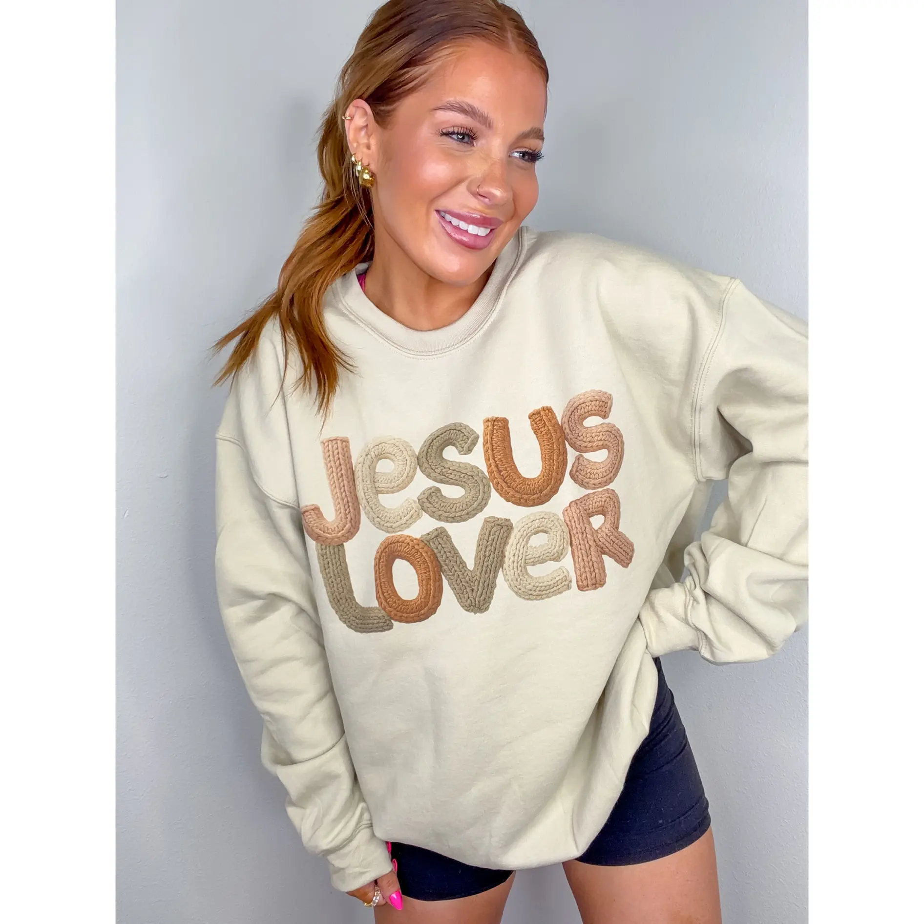 Yarn Colorful Jesus Lover Graphic Top