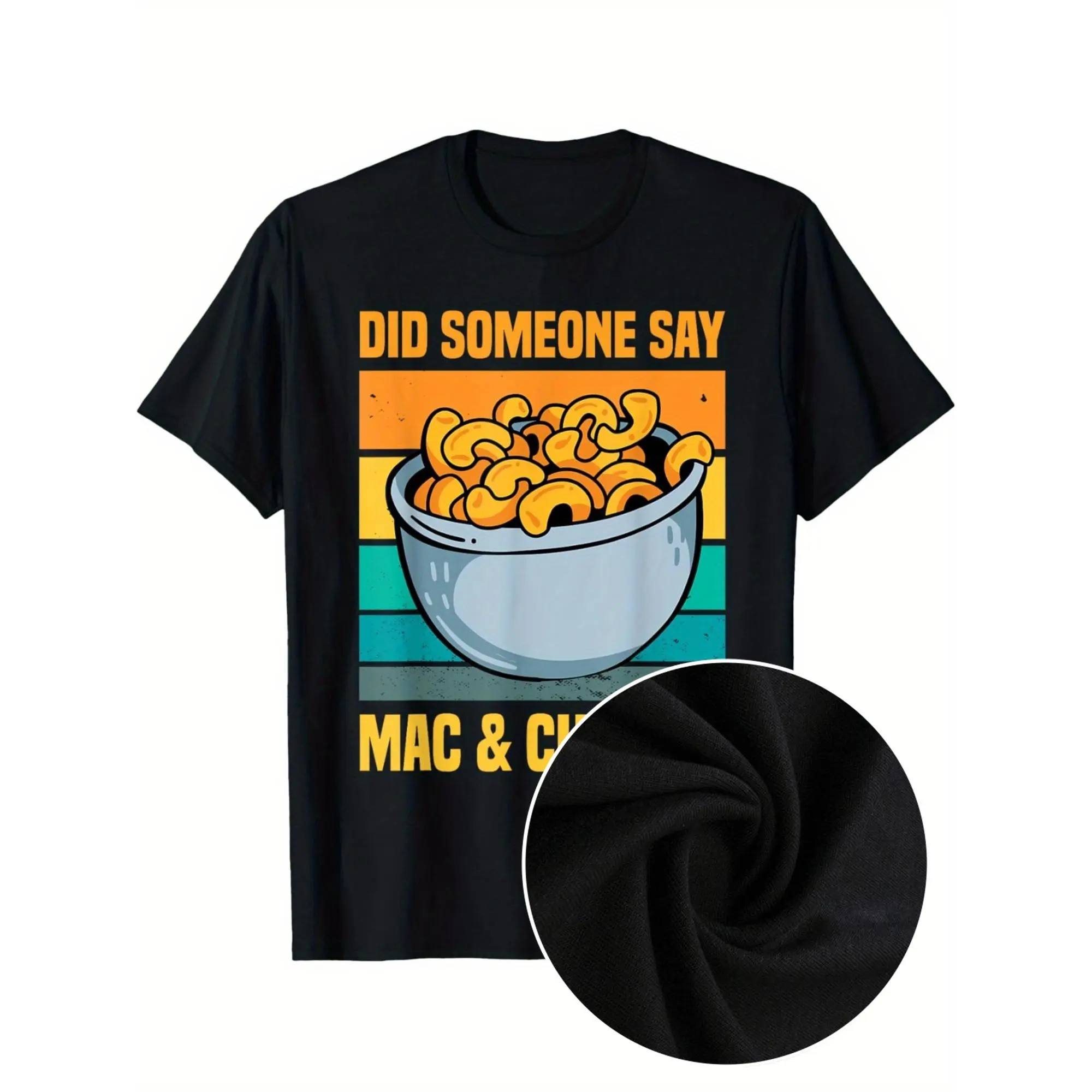Short-Sleeve Round Neck Knit Cotton T-Shirt - Casual Sporty Sports Top, Comfortable Fit Graphic Design for Macaroni Pasta Food Lovers, Ideal Adult Gift, Sporty Sports Tops