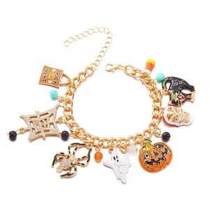 Halloween Bracelet - 1PC/2PCS Pumpkin Ghost Spider Pendant Bracelet for Eccentric Halloween Party Casual Wear