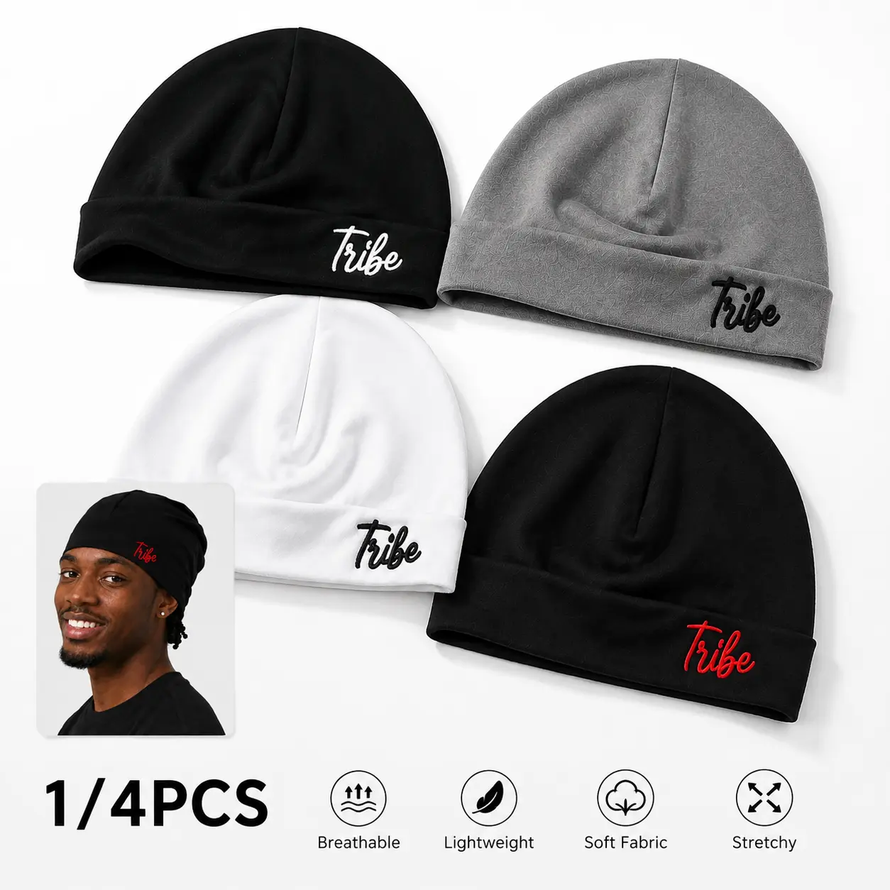Unisex Embroidered Skull Cap Beanie, Minimalist Script Logo Fitted Hat, Soft Stretch Streetwear Beanie for Men Women, Casual Daily Wear, Y2K Fashion