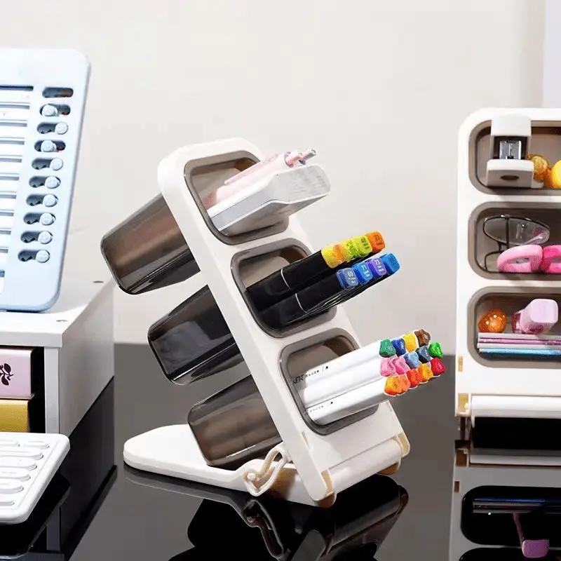 1pc Stationery Storage Box Desktop Organizer Inclined Pen Holder Large Capacity Multi-Functional Office Organizing Box Office Desk Accessories Marker Pen Holder Desk Organizer Tidy