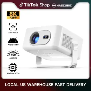 [US warehouse] Magcubic HY300MAX Auto Focus Projector 8K Decode HD 400ANSI Android 14 Allwinner H726 with 0.8:1 Throw Ratio Dual WiFi6 BT5.4 Auto Keystone HDR/HDR10+/HLG Native 720P Built-in Speaker Portable Mini Home Cinema Movie Outdoor Summervibes