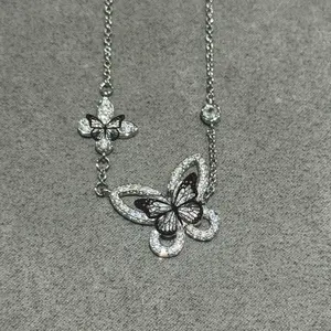 Minimalist Layered Butterfly Necklace, Dainty Modern Clavicle Chain, Sleek Sculptural Design Accessory for Women, Timeless Elegance Everyday Jewelry, Must-Have Neutral Stackable Piece