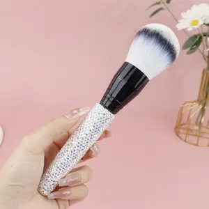 Shiny Rhinestone Decorated Large Makeup Brush, Soft Bristles, Professional Beauty Tool, Foundation Powder Blush Brush, Face Body Cosmetic, Soft Cosmetic Brushes