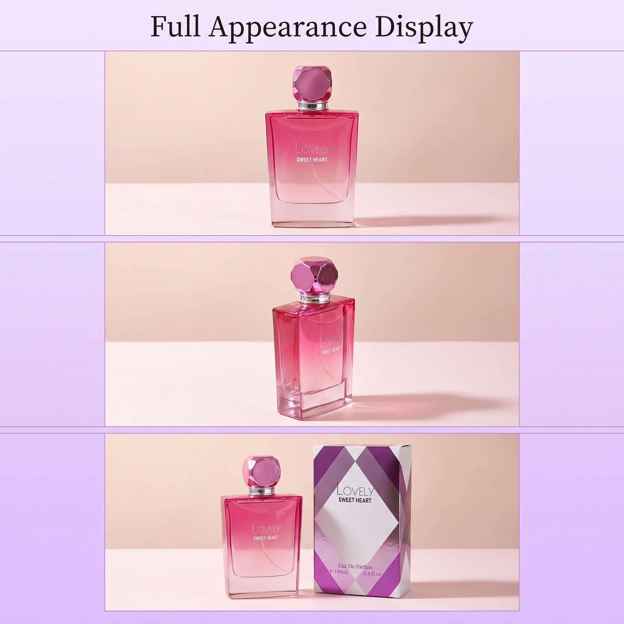 LOVELY SWEET HEART Unisex Eau de Parfum 100ml (3.4 fl.oz) Single Bottle - Sweet Floral Citrus Scent with Lychee Peach, Jasmine, Lily, Warm Amber Musk, Long-Lasting Elegant Cozy Women's Fragrance, Spray on Skin, Ideal Couple Gift
