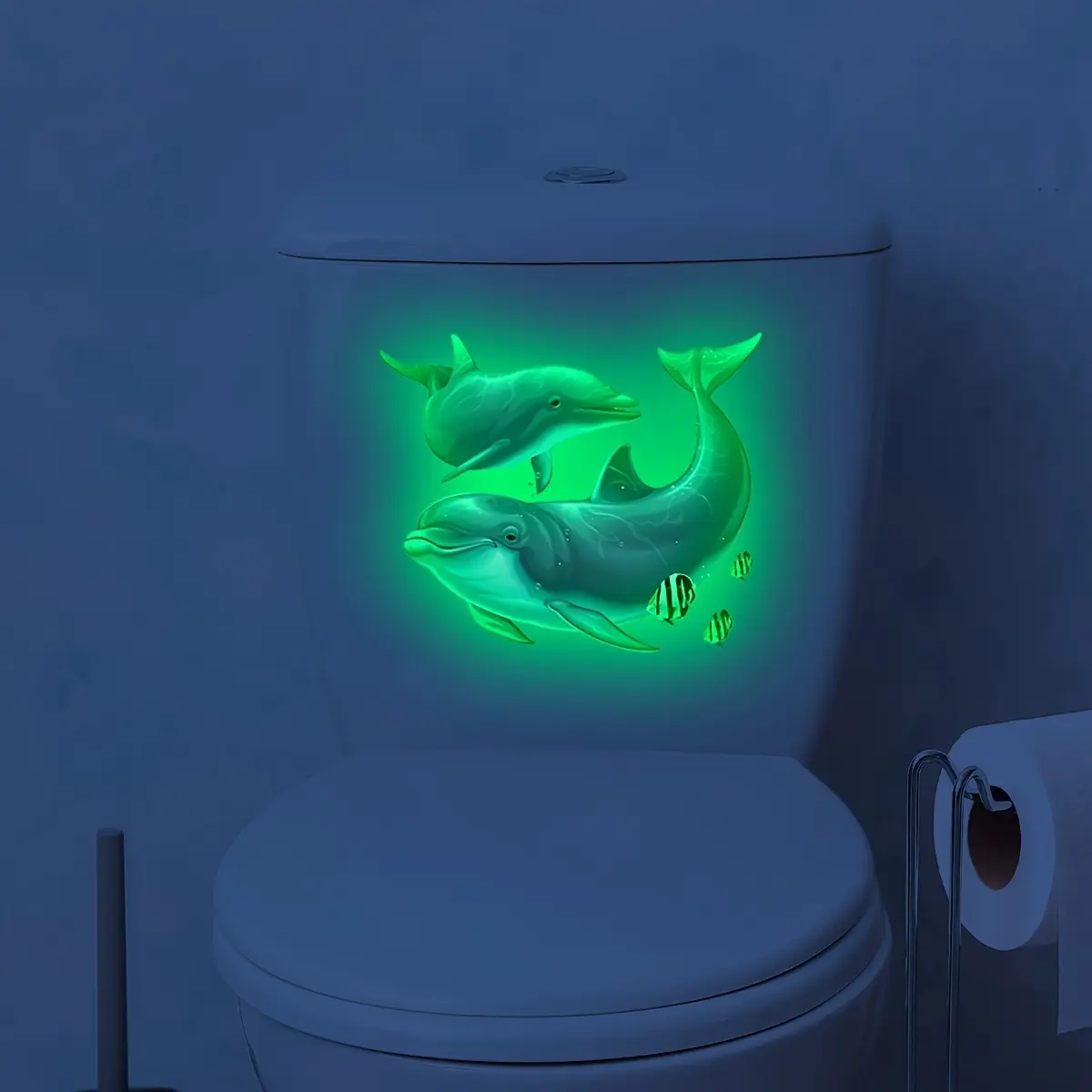 A new-style luminous toilet sticker with two seagulls (20*20cm) for decorating and beautifying the background of bathrooms and washrooms, Bathroom Decorations (YCG18537-YC)