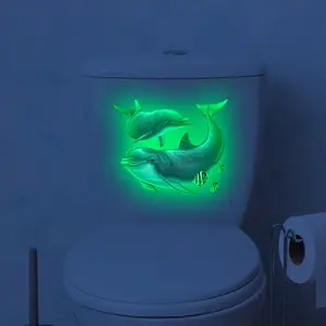 A new-style luminous toilet sticker with two seagulls (20*20cm) for decorating and beautifying the background of bathrooms and washrooms, Bathroom Decorations (YCG18537-YC)