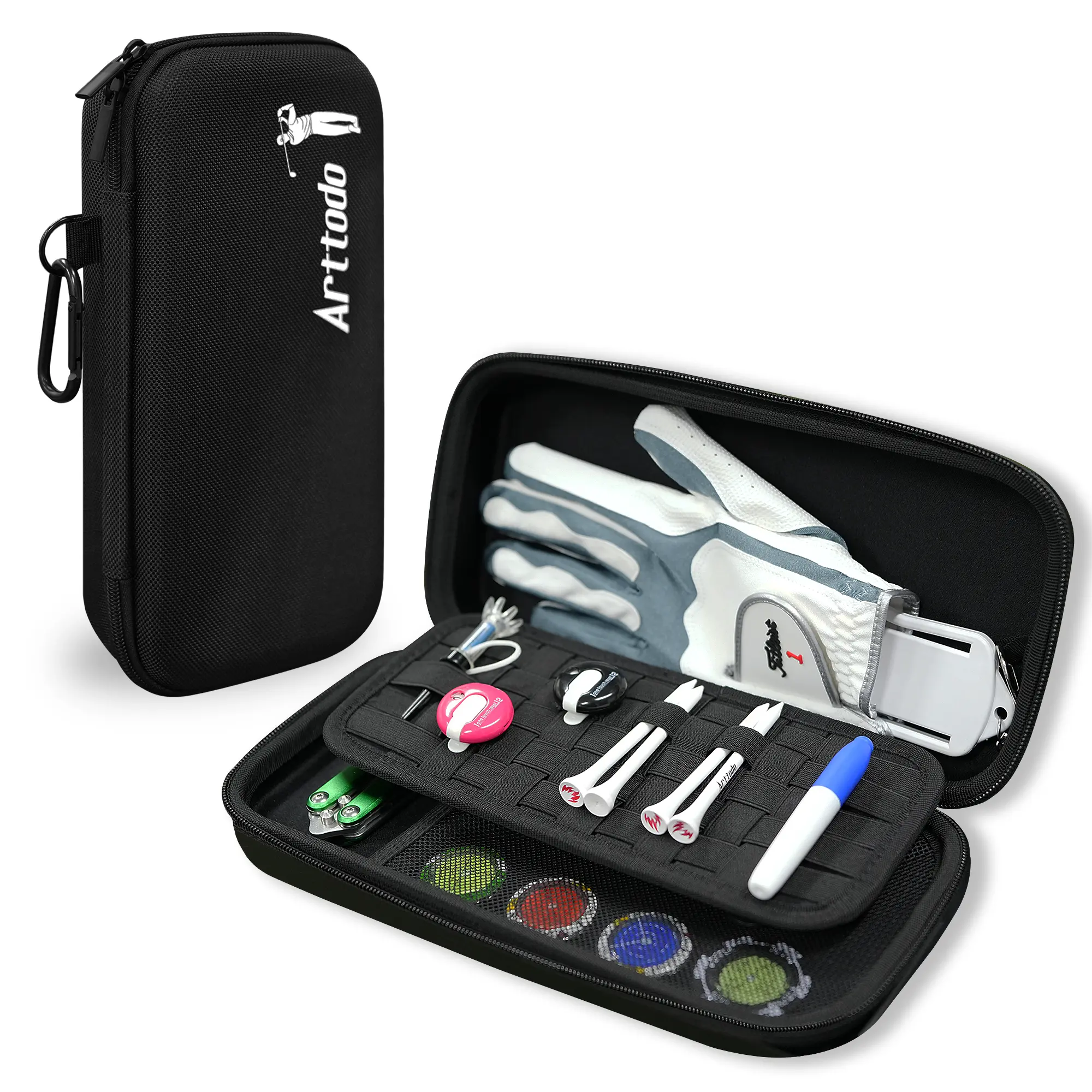 Golf Glove Box, Hard-shell Golf Gadget Protector Case, Golf Gear Storage Bag, Portable Golf Accessories Organizer with Glove Shape, Gift for Golfers