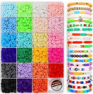 3000 pcs Polymer Clay Beads for Bracelets Making, heishi Beads for Bracelets, Clay Bead Bracelet kit, Flat Beads.