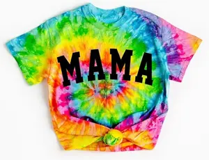 Tie Dye Mama Shirt, New Mom Gift Shirt, Custom Gift for Mom from kids or husband Valentines Day Gift_25 Cotton Top
