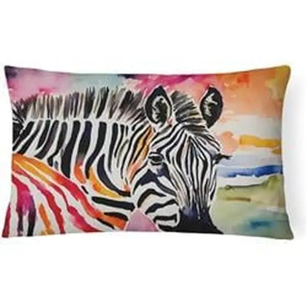 Unisex Zebra Print Throw Pillow - 3x16x12 in Handmade US Polyester Woven Fabric, Water-Resistant Indoor/Outdoor Soft Furnishing with Artistic Flair for Patios/Porches
