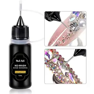 10ML Nail Edge Sealing Glue, No-Wash Nail Fill Glue, Strong Rhinestone Adhesive, Professional Nail Glue for Press on Nails & Salon Use, Nail Art, Edge Banding