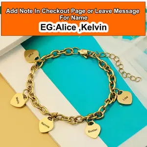 AS033 Customized Engrave Text Small Peach Heart Bracelet Stainless Steel Couple Girlfriend Bracelet Personalized Gift