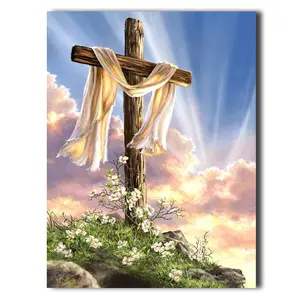 1Pc Jesus Christ Religion Cross Diamond Painting Kit Mosaic Embroidery Adult Handicraft Hobbies Home Decoration 30x40cm /11.81x15.75inch