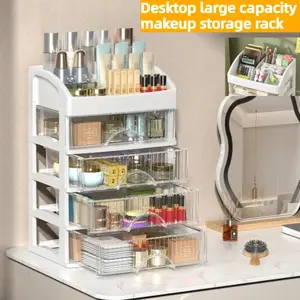 Clear 5-Tier Makeup Organizer with Drawers, Large Capacity Cosmetic Storage for Vanity, Dustproof Skincare Lipstick Brush Holder