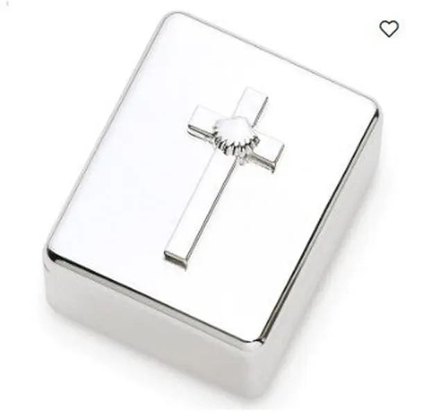2.2"h baptism keepsake box silver; caroline collection