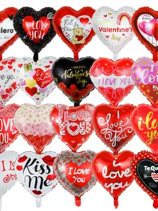 Party Balloons Heart-shaped foil balloon set, mixed colors, suitable for Valentine's Day, birthday parties, bachelor/bachelorette proposals, engagement parties, wedding parties, and Christmas home decorations. Styles are random.
