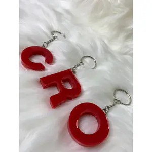 Red  Initial Keychain | Resin Initial Keychain | Resin Letter Keychain | Red Keychain | Custom Keychain