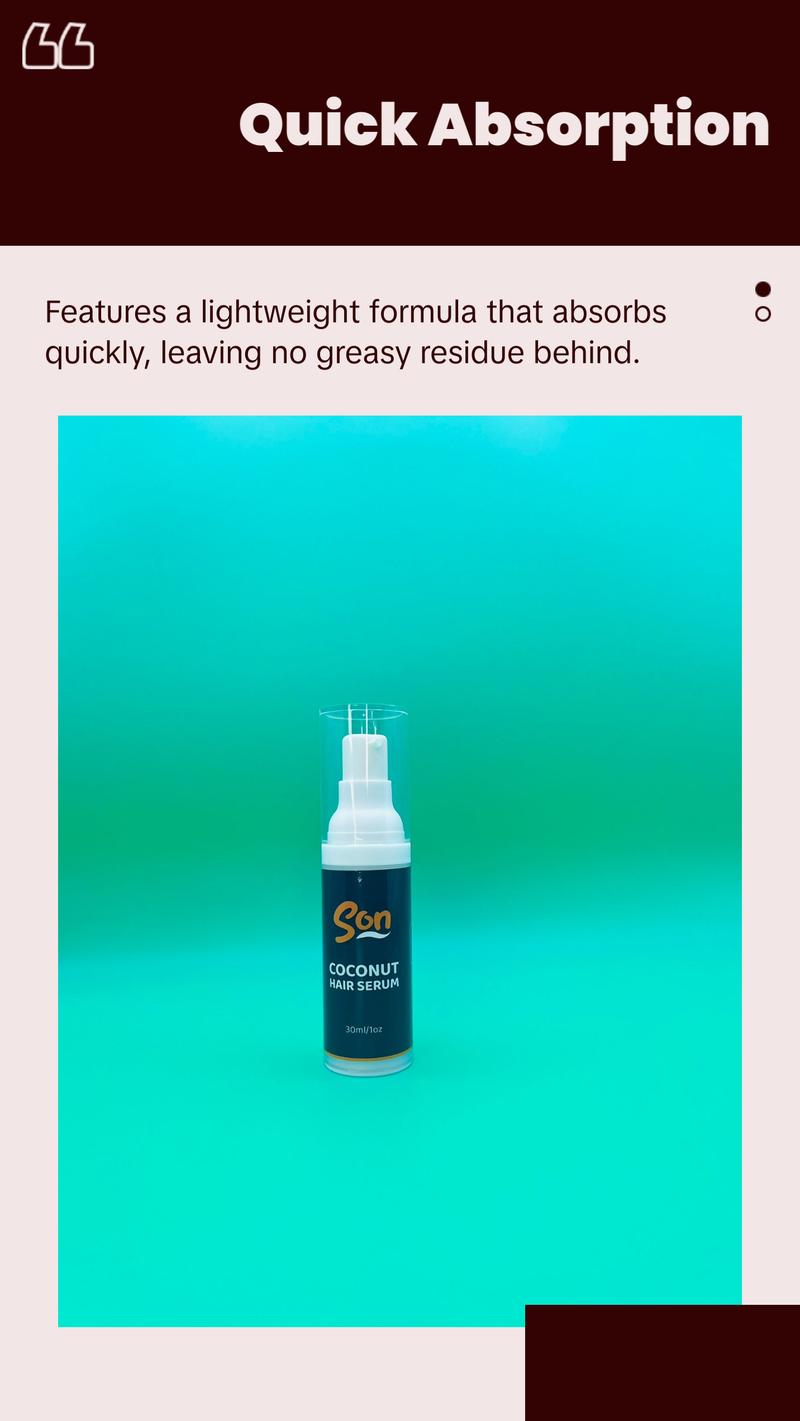 SON Coconut Hair Serum – 100% Natural, Smooth & Shine Booster, Suitable for All Hair Types (30ml / 1oz)