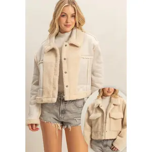Cream Reversible Suede Sherpa Jacket