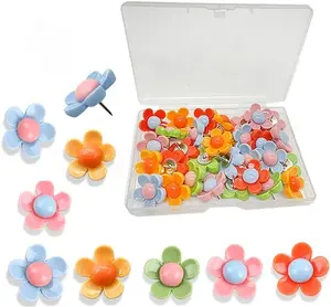 30 pcs Colorful Flower Push Pins Decorative Floret Thumbtacks Cork Board Tacks for Board /Photo /Wall/ Maps /Offices/ Schools Supplies