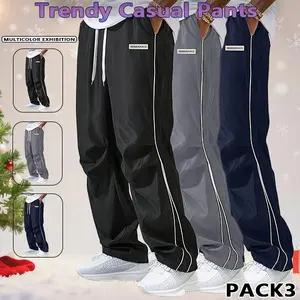 Men‘s Loose Sports Pants Men Trousers Grey Side Stripeswith Gold Accent Stripe Comfortable DesignAthleisure Style Bottoms Athletic Bottoms Gymwear streetwear fall outfits outfits men gym athletic clothes
