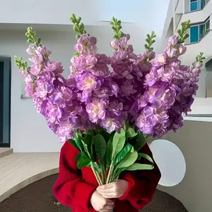 5 Artificial Violet Walking Grasses Tall, Non-Fading Purple And White Flowers with Green Leaves, Suitable for Outdoor Decoration, Weddings, Gardens, And Spring Summer Events, Garden Decor Decorative Bouquets Realistic Floral
