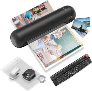 Laminator Machine 9-Inch Portable Thermal Laminater with Hot & Cold Modes, A4 Small Laminating Machine with ABS Jam-Release, 3-Min Warm-Up, 6-in-1 Photo Laminadoras Kit for Office & Classroom, Black