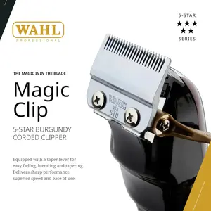 5 Star Series Magic Clip Precision Fade Clipper with Zero Overlap Adjustable Blades, Corded Operation, V9000 Motor, Chrome