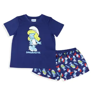 The Smurfs 2 Piece Pajama Set Women's Smurfette Adult Short Sleeve and Shorts