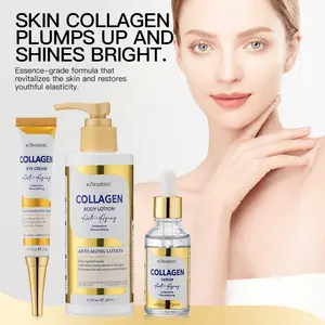 3-in-1 Collagen Skincare Bundle: Anti-Wrinkle Eye Cream + Brightening Face Serum + Hydrating Body Lotion for Glowing, Firm & Smooth Skin