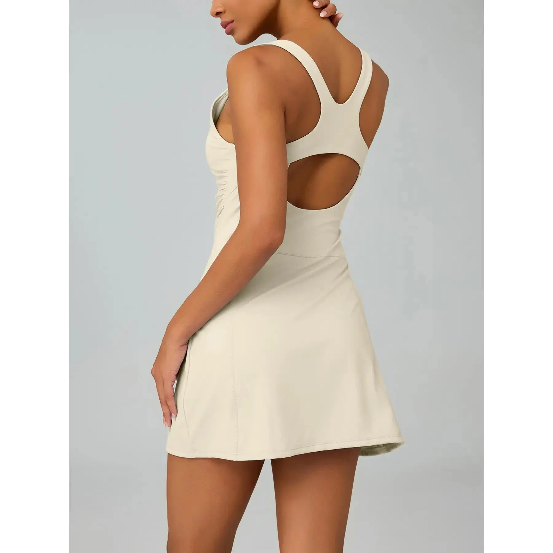 Women's high-elastic sports dress, anti-exposure bottoming dress set,  quick-drying outdoor golf, beautiful back, yoga, fitness, tennis skirt,  Sleeveless Athletic Dresses - TikTok Shop