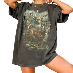 Vintage Deer 90s Graphic Style Comfort Colors, Grunge Retro Hunter Deer Faded Shirt, Happy Place Inspired Shirt, Nature Y2k Streetwear, 2000s Deer Gift